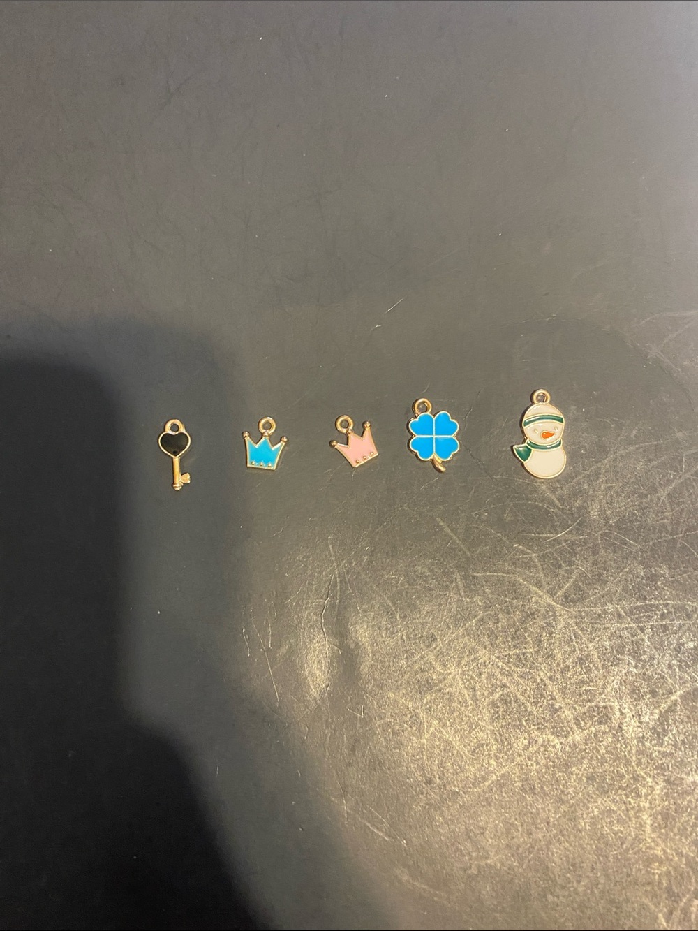 Fashion Jewelry Gold-Plated Enamel Charm Set in Black, Blue, Pink, Green, White